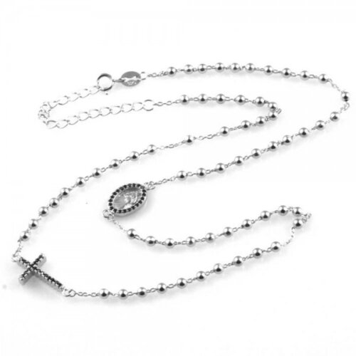 Collana Rosario Girocollo coni BLACK in Argento 925 con zirconi