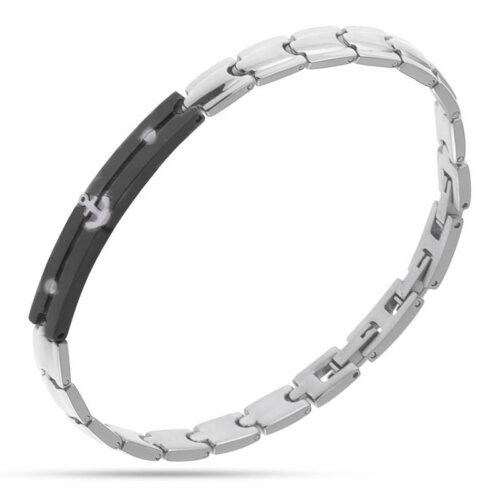 Bracciale targa satinata ancora Acciaio