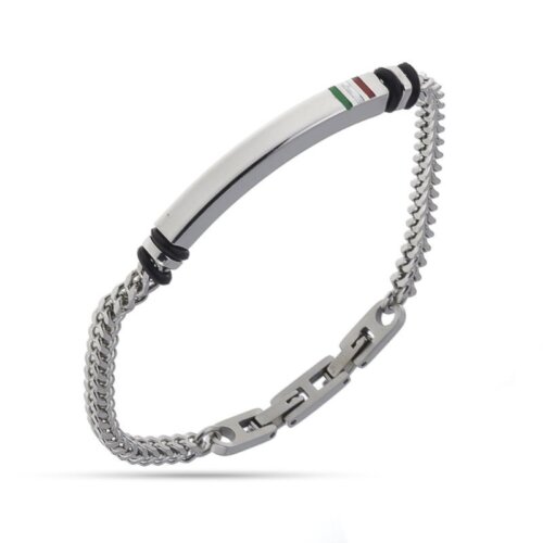 Bracciale targa con tricolore Acciaio