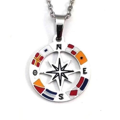 collana uomo rosa dei venti con bandiere acciaio