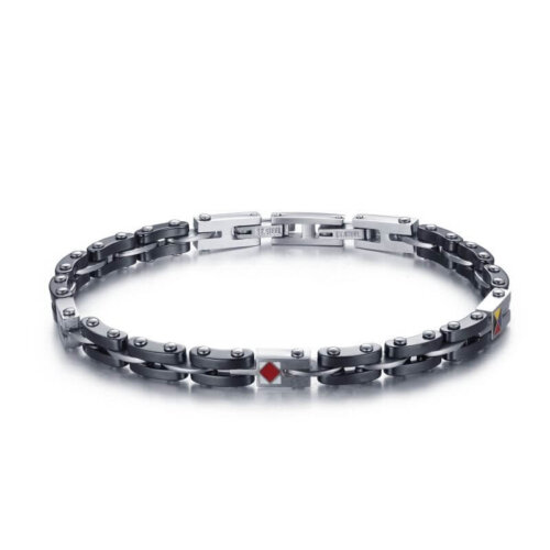 Bracciale uomo ceramica e bandire in Acciaio