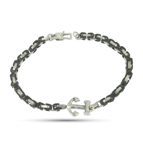 Bracciale uomo nero ancora in Acciaio