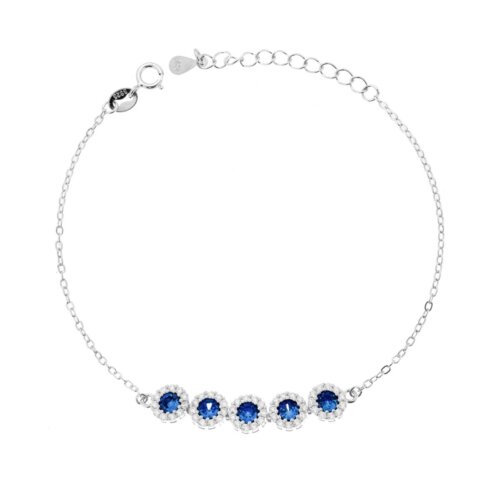 bracciale 5 pietre tonde zk in argento 925%