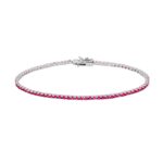 Bracciale tennis in argento 925 con zirconi rossi, 18 cm