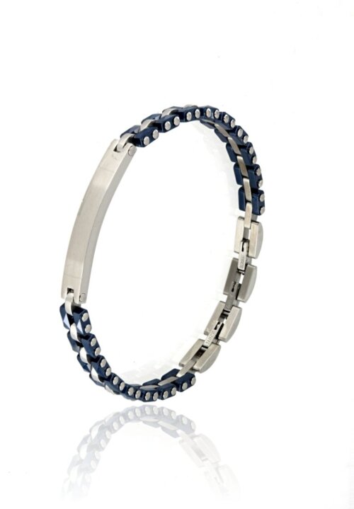 Bracciale uomo targa e ceramica in Acciaio
