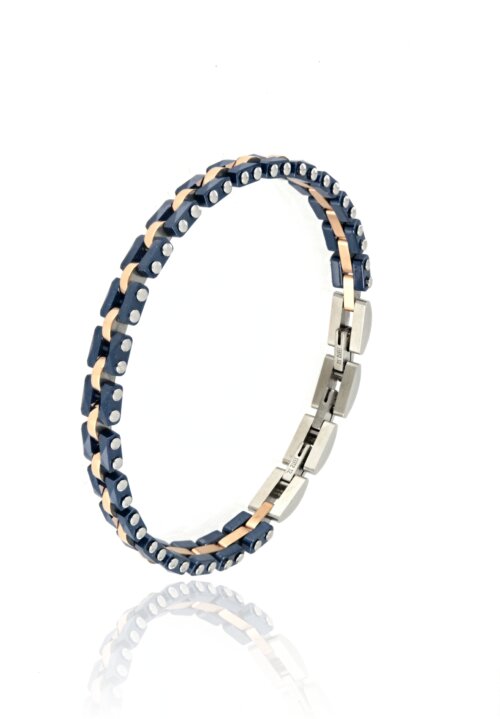 Bracciale uomo ceramica con maglia rose' in Acciaio