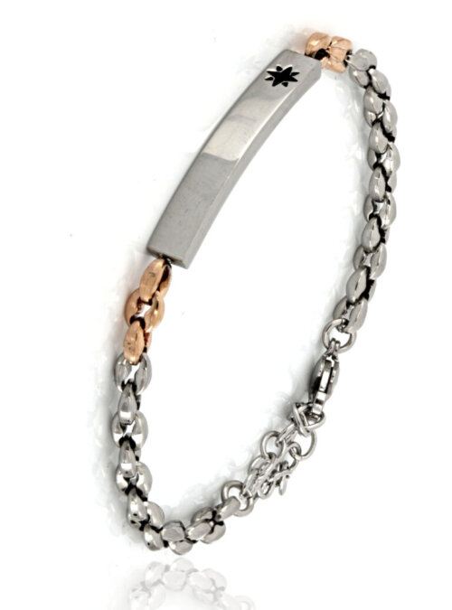 bracciale uomo targa nera rosa venti