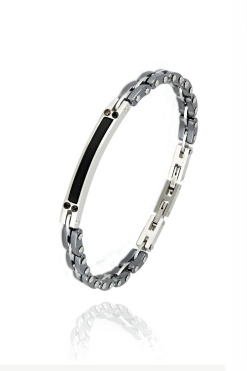 Bracciale uomo targain acciaio e ceramica
