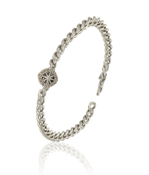 Bracciale uomo grumette con rosa venti in acciaio