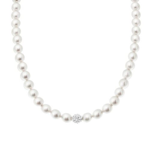 Collana Perle 6mm con sfera pavè