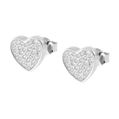 Orecchini cuore zirconato in argento 925%
