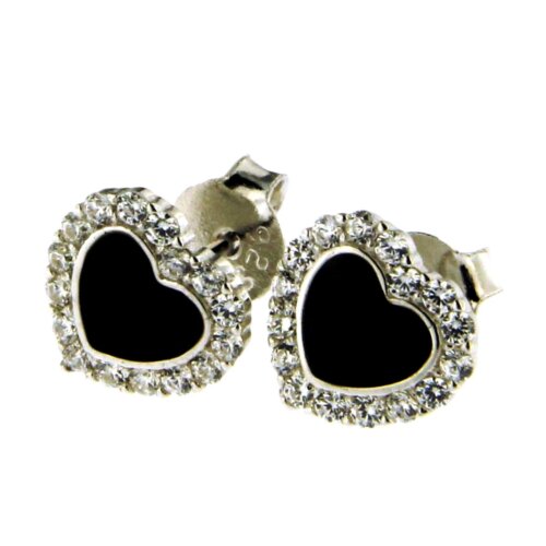 Orecchino Cuore onice zk in arg 925%