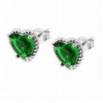 orecchino cuore pietra  in argento 925%
