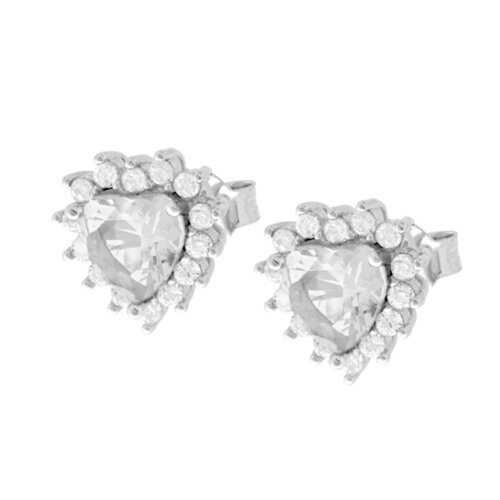 orecchino cuore con zircone n arg 925%