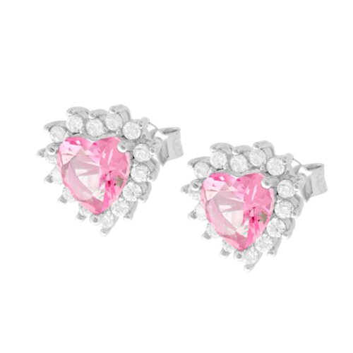 orecchino cuore con zircone n arg 925%