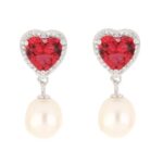 orecchino pietra cuore zk con perla 12mm in arg925%