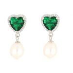 orecchino pietra cuore zk con perla 12mm in arg925%