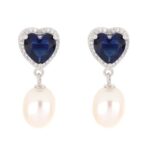 orecchino pietra cuore zk con perla 12mm in arg925%