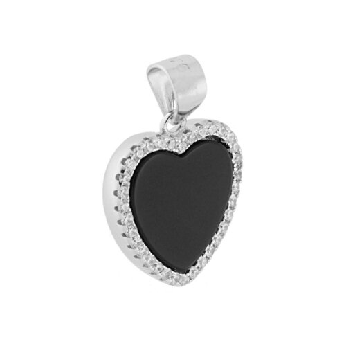 Pendente cuore onice zk in arg 925%