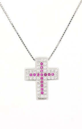 pendente croce zirconi in arg 925%