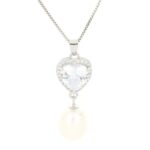 Pendente cuore con perla 12mm in Argento 925