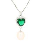 Pendente cuore zk con perla 12mm in arg 925%