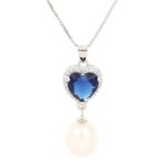 Pendente cuore zk con perla 12mm in arg 925%