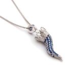 pendente corno zirconi  in argento 925%
