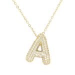 Collana lettera pave’ in arg 925%