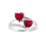anello pietra 2 cuori in argento 925% regolabile
