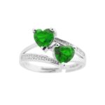 anello pietra 2 cuori in argento 925% regolabile