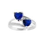 anello pietra 2 cuori in argento 925% regolabile