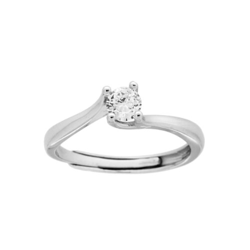 Anello solitario 4mm in arg 925% regolabile