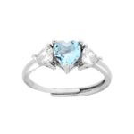 Anello cuore 3 zirconi in arg 925% regolabile