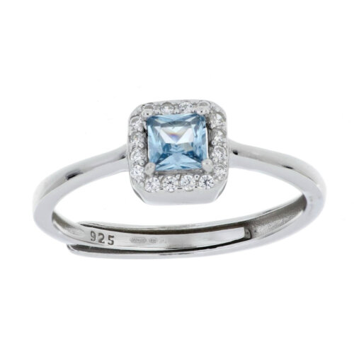 Anello pietra quadrata zk in arg 925% regolabile