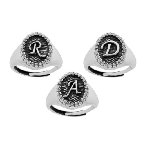 Anello Lettera in argento 925% regolabile