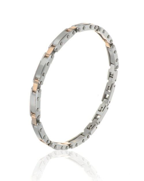 Bracciale acciaio e rose' uomo