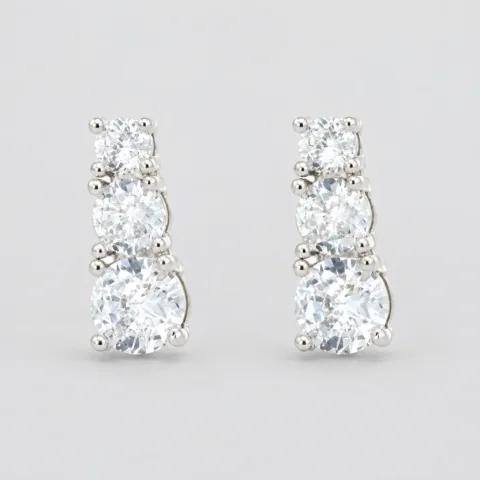 orecchino trilogy Moissanite degrade' in arg 925% 1,80 ct