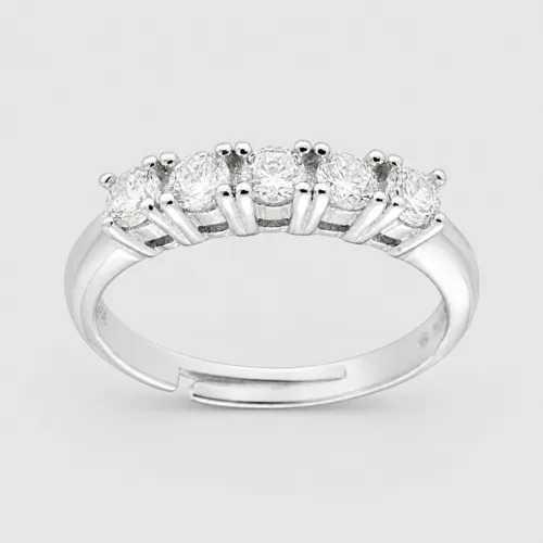anello 5 pietre Missanite in arg 925% regolabile 1,00ct