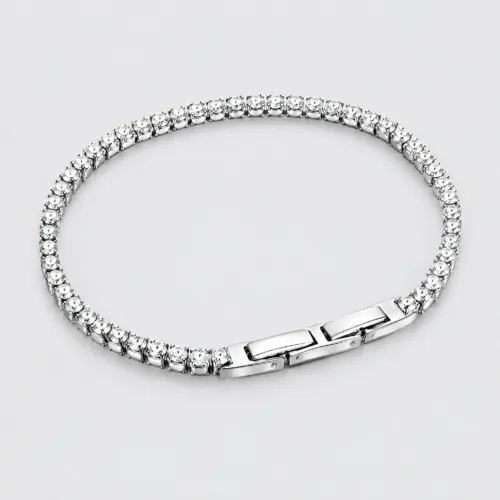 Bracciale tennis con moschettone in acciaio inox