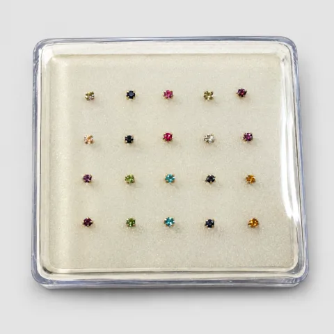 Orecchino da naso Multicolor strass2mm box20 in Argento 925