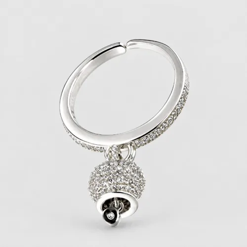 Anello con campanella pendente in argento 925
