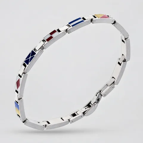 Bracciale uomo bandiere in acciaio inox