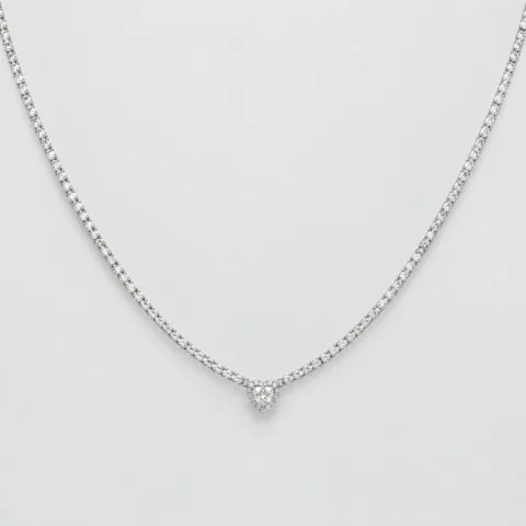 Collana tennis cuore zirconi in argento 925