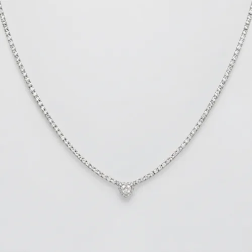 Collana tennis cuore zirconi in argento 925