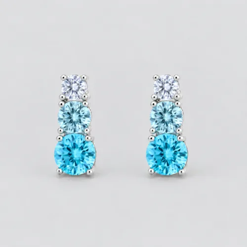 Orecchino trilogy zirconi degradé in argento 925 – Acquamarina