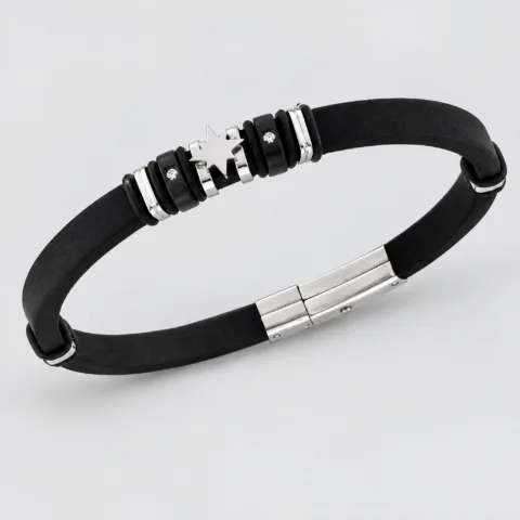Bracciale uomo caucciu element in Argento 925