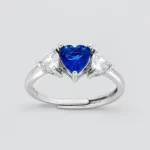 Anello cuore 3 zirconi in argento 925 regolabile – Zaffiro