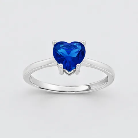 Anello solitario cuore in argento 925 – Zaffiro