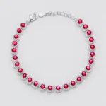 Bracciale tennis pietre tonde zirconi in argento 925 – Rubino